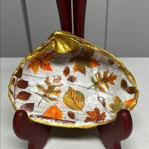 Decorative Autumn Leaf Trinket Dish Shell